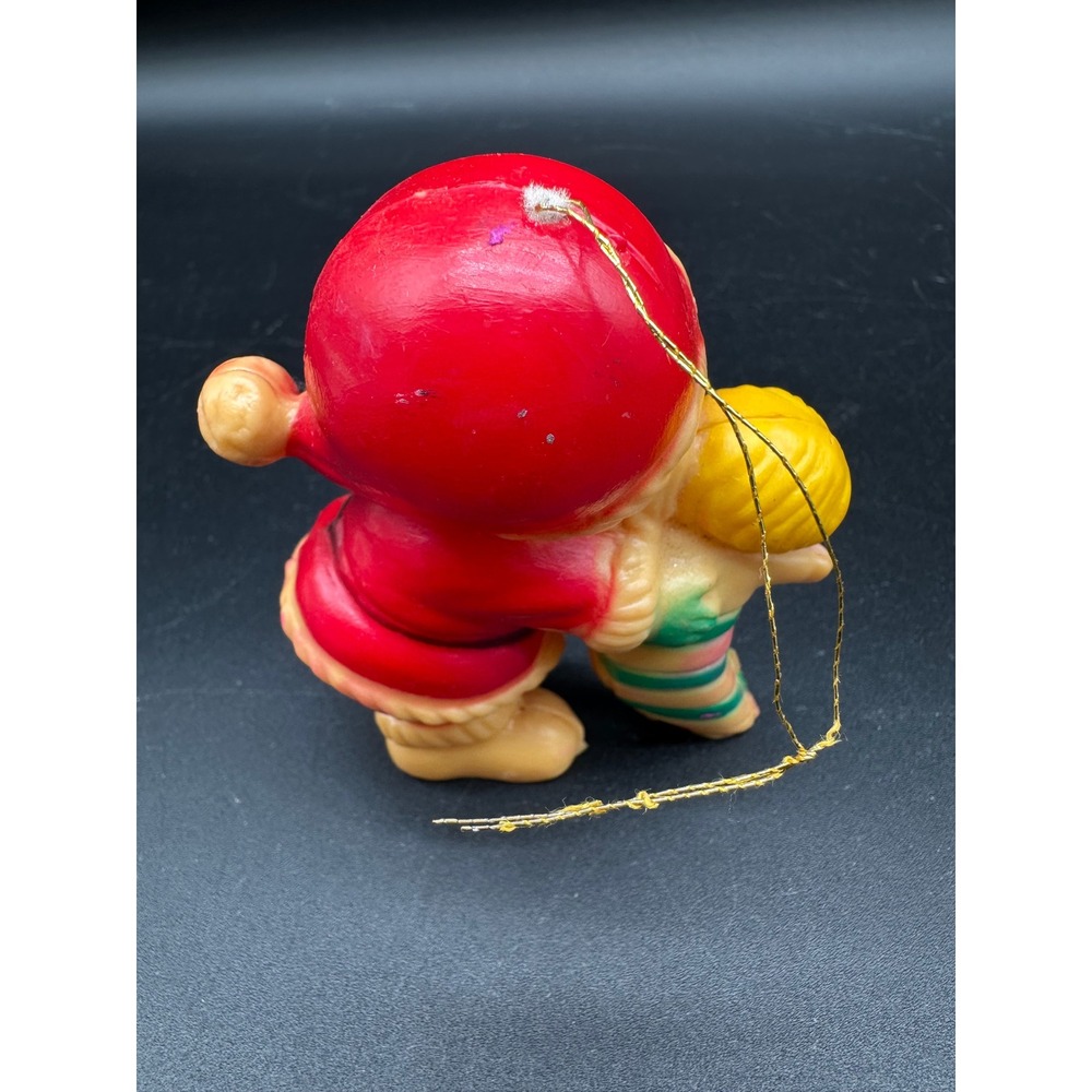 Vintage Blow Mold Santa Ornament Holding Doll in Stocking Christmas Plastic - Picture 3 of 6